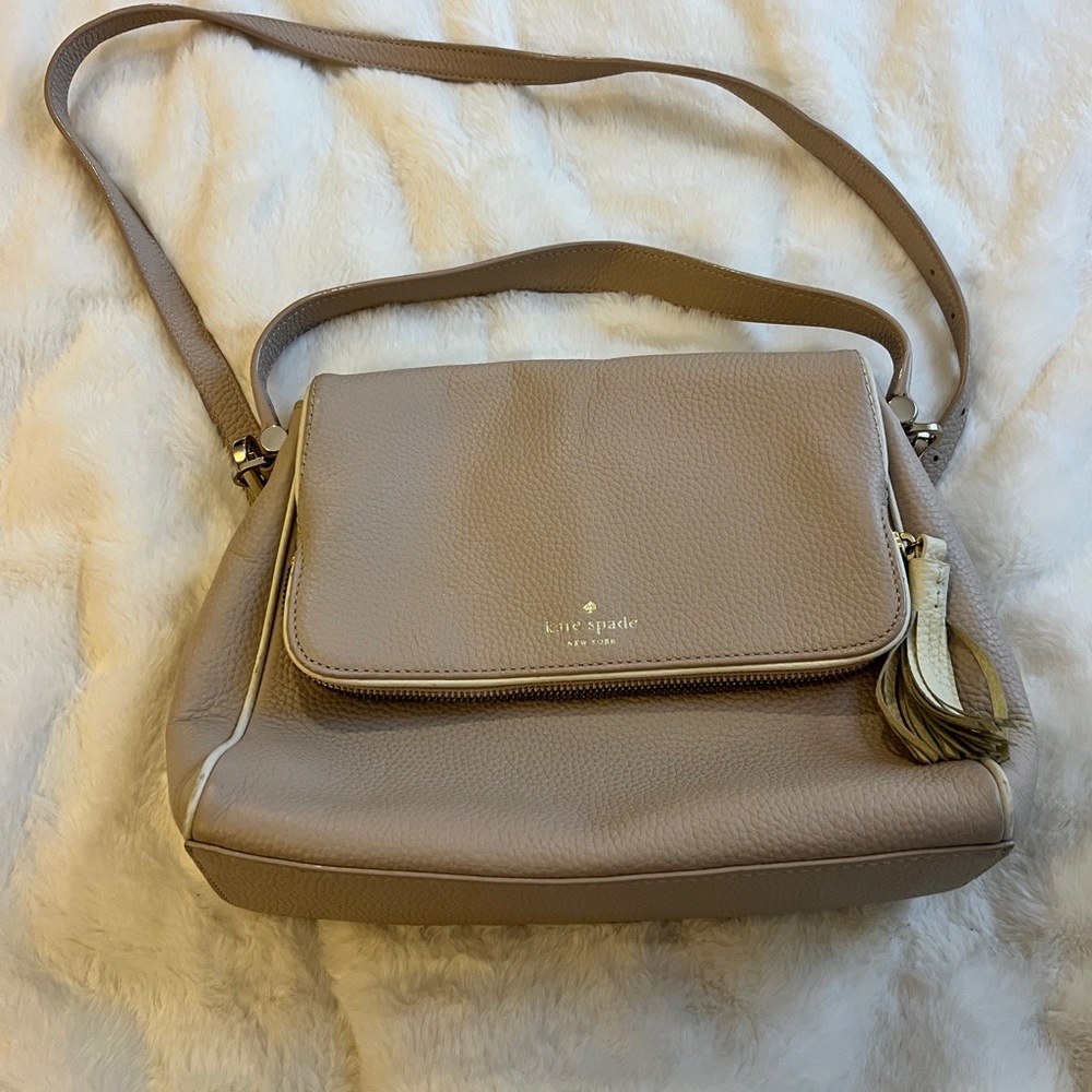 Kate Spade Beige Crossbody Bag with Tassel